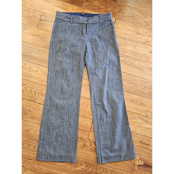 J. Crew Pants Women's 4R Blue Chambray City Fit Y2K Beach Curvy Wide - Picture 1 of 5